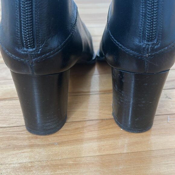Stuart Weitzman soft leather heeled ankle boots square toe black size 11 - Picture 5 of 11
